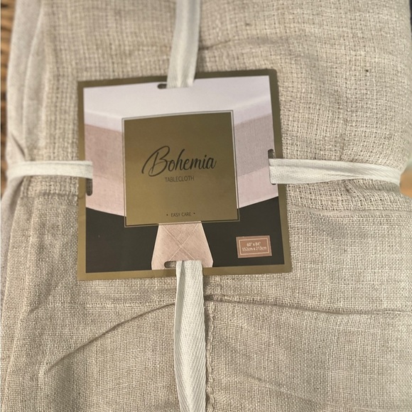 Bohemia Textured Tablecloth 60”x84” – Neutral Beige, Cotton Blend - Picture 1 of 10